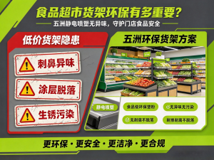 食品超市货架环保有多重要？五洲静电喷塑无异味，守护门店食品安全